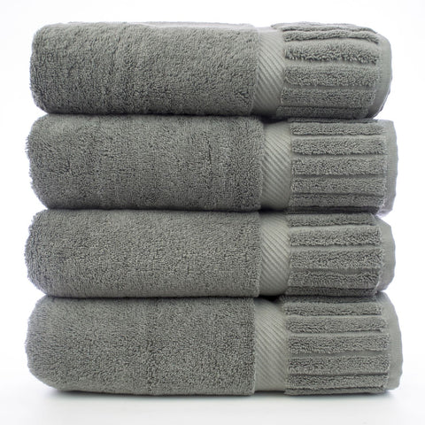Luxury Hotel & Spa Towel 100% Genuine Turkish Cotton Bath Towels - Gray - Piano - Set of 4