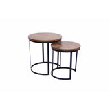 Round Iron Nesting Table, Brown, Set of 2