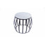 Sophisticated Iron Base Side Table With Marble Top, White
