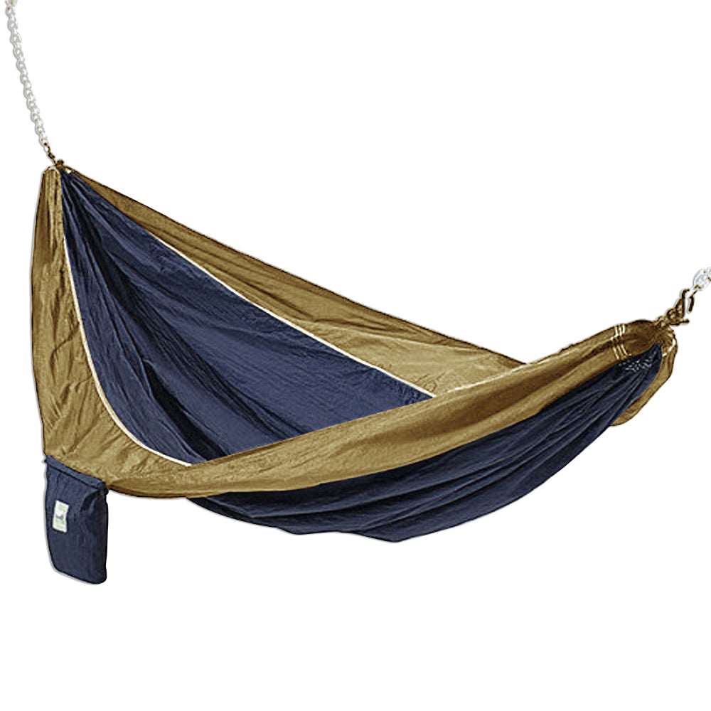 Hammaka Lightweight, Portable Parachute Silk 2-Person Hammock Swing For Outdoor/Patio, Blue And Brown