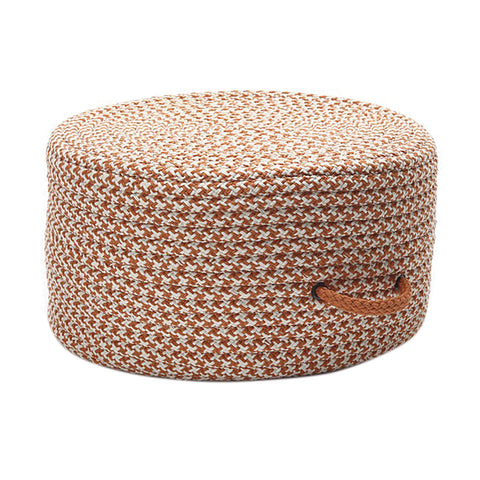 Houndstooth Pouf Orange 20"x20"x11" Round Rug