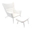 FINE MOD IMPORTS WING CHAIR AND OTTOMAN IN LEATHER WHITE
