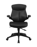 Flash Furniture Mid-Back Black Leather Executive Swivel Office Chair With Back Angle Adjustment And Flip-Up Arms BL-ZP-804-GG