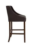 Flash Furniture Carmel Series 30" High Transitional Walnut Barstool with Accent Nail Trim in Black Fabric