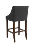 Flash Furniture Carmel Series 30" High Transitional Walnut Barstool with Accent Nail Trim in Black Fabric