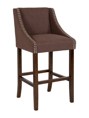 Flash Furniture Carmel Series 30" High Transitional Walnut Barstool with Accent Nail Trim - Brown