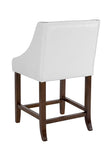 Flash Furniture Carmel Series 24" High Transitional Tufted Walnut Counter Height Stool with Accent Nail Trim in White Leather