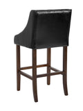 Flash Furniture Carmel Series 30" High Transitional Tufted Walnut Barstool with Accent Nail Trim - Black