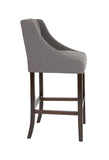 Flash Furniture Carmel Series 30" High Transitional Tufted Walnut Barstool with Accent Nail Trim in Dark Gray Fabric