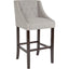 Carmel Series 30" High Transitional Tufted Walnut Barstool with Accent Nail Trim in Light Gray Fabric