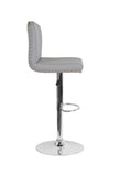 Flash Furniture Bellagio Contemporary Adjustable Height Barstool with Accent Nail Trim in Light Gray Fabric