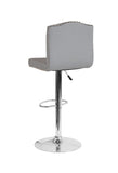 Flash Furniture Bellagio Contemporary Adjustable Height Barstool with Accent Nail Trim in Light Gray Fabric