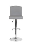 Flash Furniture Bellagio Contemporary Adjustable Height Barstool with Accent Nail Trim in Light Gray Fabric