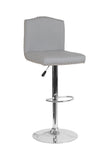 Flash Furniture Bellagio Contemporary Adjustable Height Barstool with Accent Nail Trim in Light Gray Fabric