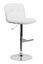 CONTEMPORARY TUFTED WHITE VINYL ADJUSTABLE HEIGHT BAR STOOL WITH CHROME BASE