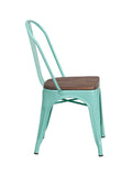 Flash Furniture Metal Stackable Chair with Wood Seat - Mint Green