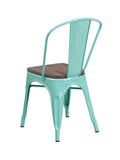 Flash Furniture Metal Stackable Chair with Wood Seat - Mint Green