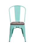 Flash Furniture Metal Stackable Chair with Wood Seat - Mint Green