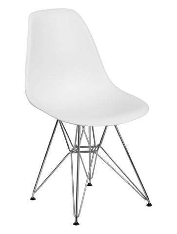 Flash Furniture Elon Series Plastic Chair with Chrome Base - White