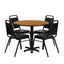 Flash Furniture 36" Round Natural Laminate Restaurant Dining Table Set With 4 Black Trapezoidal Back Stackable Banquet Chairs