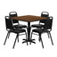 Flash Furniture 36" Square Walnut Laminate Restaurant Dining Table Set With 4 Black Trapezoidal Back Stackable Banquet Chairs