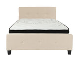 Flash Furniture Tribeca King Size Tufted Upholstered Platform Bed in Beige Fabric with Pocket Spring Mattress