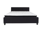 Flash Furniture Tribeca King Size Tufted Upholstered Platform Bed in Black Fabric with Pocket Spring Mattress