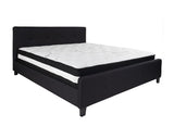 Flash Furniture Tribeca King Size Tufted Upholstered Platform Bed in Black Fabric with Pocket Spring Mattress