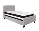Flash Furniture Tribeca King Size Tufted Upholstered Platform Bed in Light Gray Fabric with Pocket Spring Mattress