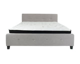 Flash Furniture Tribeca King Size Tufted Upholstered Platform Bed in Light Gray Fabric with Pocket Spring Mattress