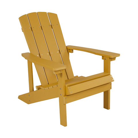 Flash Furniture Charlestown All Weather Patio Adirondack Chair in Yellow Faux Wood