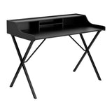 Black Computer Desk with Top Shelf [NAN-2124-GG]