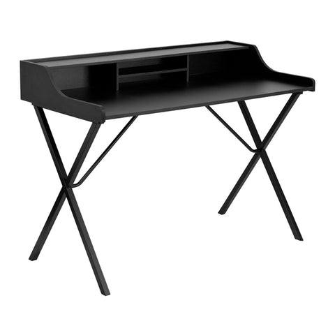 Black Computer Desk with Top Shelf [NAN-2124-GG]