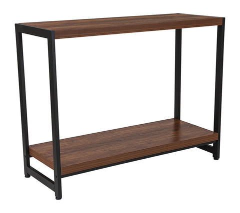 Flash Furniture Grove Hill Collection Console Table with Rustic Wood Grain Finish and Black Metal Frame