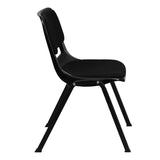 HERCULES Series 880 lb. Capacity Black Ergonomic Shell Stack Chair with Padded Seat and Back [RUT-EO1-01-PAD-GG]
