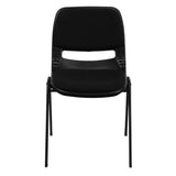 HERCULES Series 880 lb. Capacity Black Ergonomic Shell Stack Chair with Padded Seat and Back [RUT-EO1-01-PAD-GG]