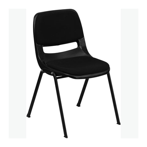 HERCULES Series 880 lb. Capacity Black Ergonomic Shell Stack Chair with Padded Seat and Back [RUT-EO1-01-PAD-GG]