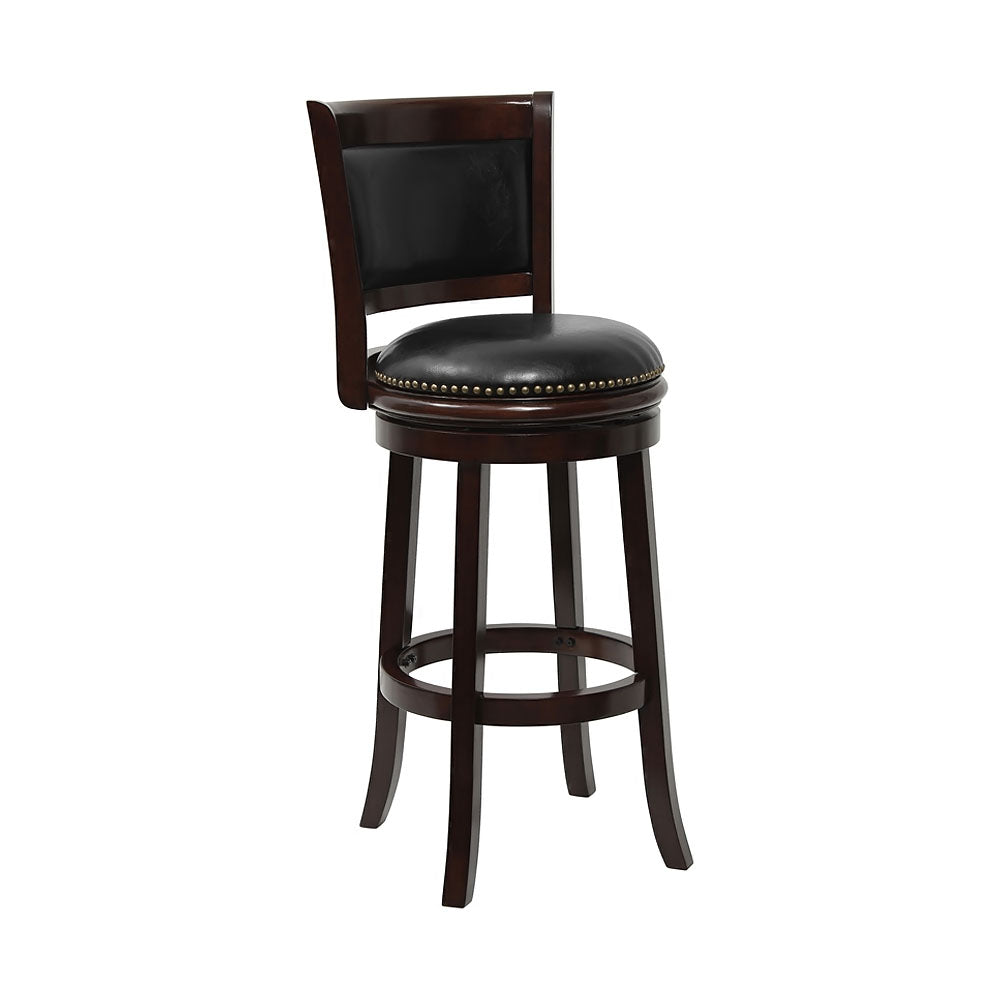 Flashfurniture 24"Cappuccino Wood Counter Height Stool Black Leather Swivel Seat