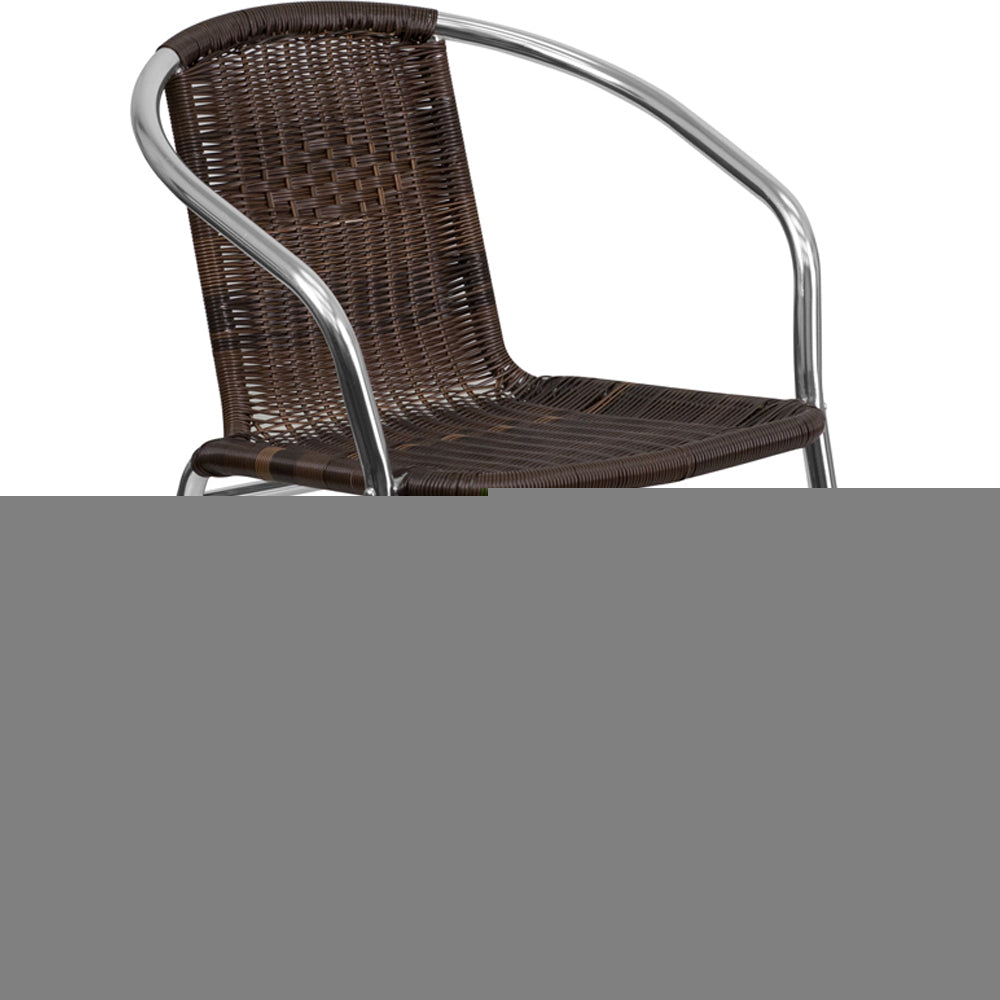 Flash Furniture Aluminum And Dark Brown Rattan Indoor-Outdoor Restaurant Chair