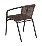 Flash Furniture Dark Brown Rattan Indoor-Outdoor Restaurant Stack Chair