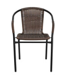 Flash Furniture Dark Brown Rattan Indoor-Outdoor Restaurant Stack Chair