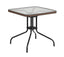 Flash Furniture 28'' Square Tempered Glass Metal Table with Dark Brown Rattan Edging