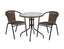 Flash Furniture 28'' Round Glass Metal Table with Dark Brown Rattan Edging and 2 Dark Brown Rattan Stack Chairs