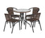 Flash Furniture 28'' Round Glass Metal Table with Dark Brown Rattan Edging and 4 Dark Brown Rattan Stack Chairs