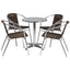 Flash Furniture 23.5" Round Aluminum Indoor-Outdoor Table With 4 Rattan Chairs