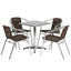Flash Furniture 23.5" Square Aluminum Indoor-Outdoor Table With 4 Rattan Chairs