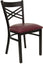 HERCULES SERIES BLACK "X" BACK METAL RESTAURANT CHAIR WITH BURGUNDY VINYL SEAT