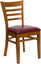 HERCULES SERIES CHERRY FINISHED LADDER BACK WOODEN RESTAURANT CHAIR WITH BURGUNDY VINYL SEAT