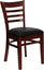 HERCULES SERIES MAHOGANY FINISHED LADDER BACK WOODEN RESTAURANT CHAIR WITH BLACK VINYL SEAT