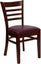 HERCULES SERIES MAHOGANY FINISHED LADDER BACK WOODEN RESTAURANT CHAIR WITH BURGUNDY VINYL SEAT